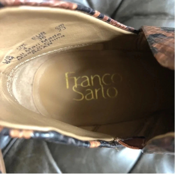 New Franco Sarto Roar Snake Notched Bootie cognac embossed animal print boots - Picture 8 of 8